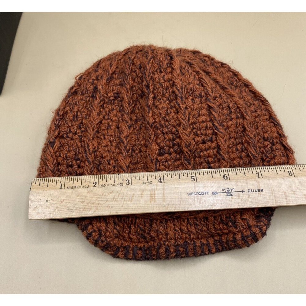 Prana Women’s Small Youth Rust Cadet Style Knit Hat Wood Buttons - Picture 10 of 11
